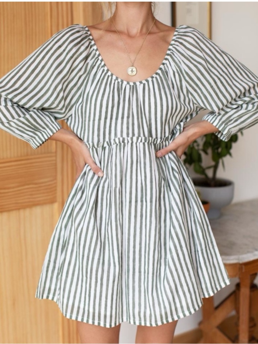 ⭐️India Collection Emerson Fry Jasmine Moss Green White Dress⭐️